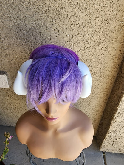 Anime smooth curled horns  3d printed  on headband cute twist cosplay ram white black or custom color.