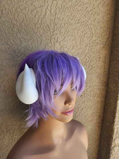 Anime smooth curled horns  3d printed  on headband cute twist cosplay ram white black or custom color.