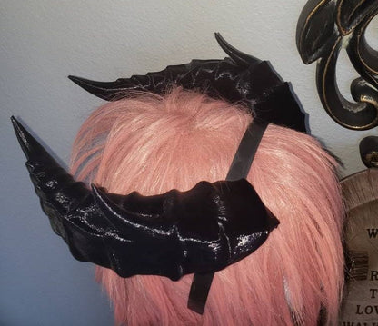 Fantasy splintered Dragon horns Snake Dragon 3d printed horns on headband  dragon  headress large goat horns beast horns dinosaur cosplay