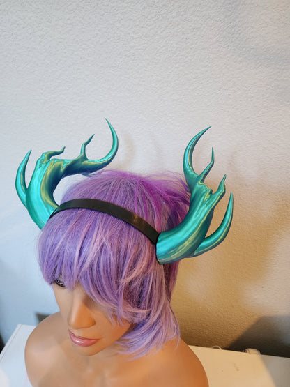Fantasy Dragon spindly horns 3d printed horns on headband costume addition dragon comic-con teifling branch leviathan