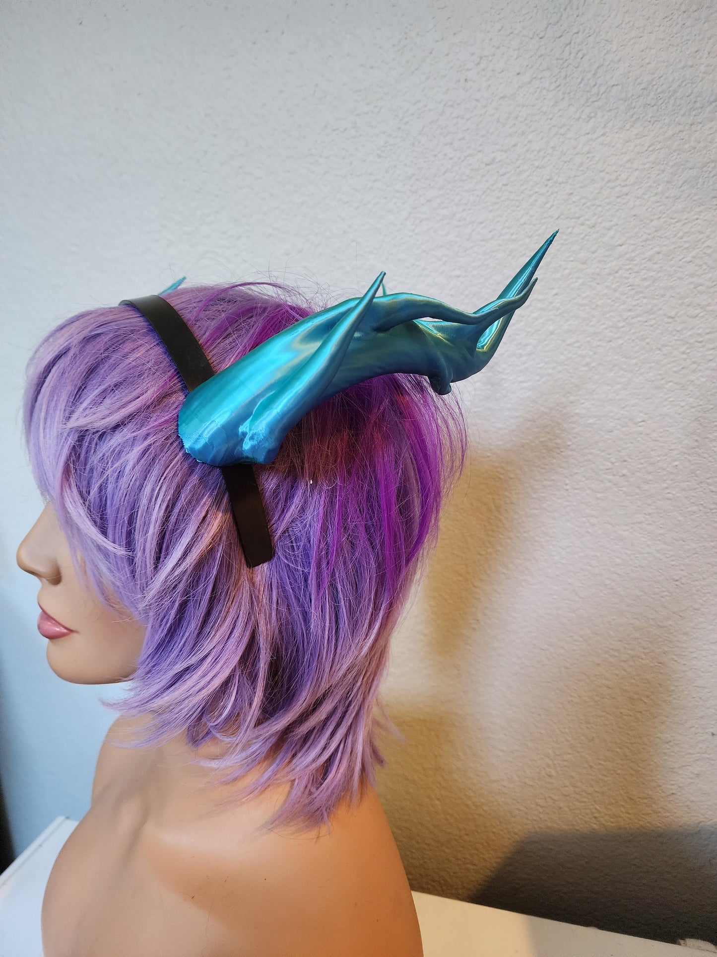 Fantasy Dragon spindly horns 3d printed horns on headband costume addition dragon comic-con teifling branch leviathan