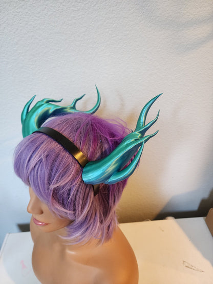 Fantasy Dragon spindly horns 3d printed horns on headband costume addition dragon comic-con teifling branch leviathan
