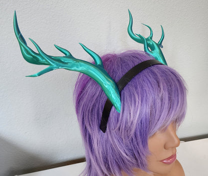 Light  Dragon  3d printed horns on headband costume addition dragon Zelda fantasy  beautiful celtic carnyx  elegand Tears of the Kingdom