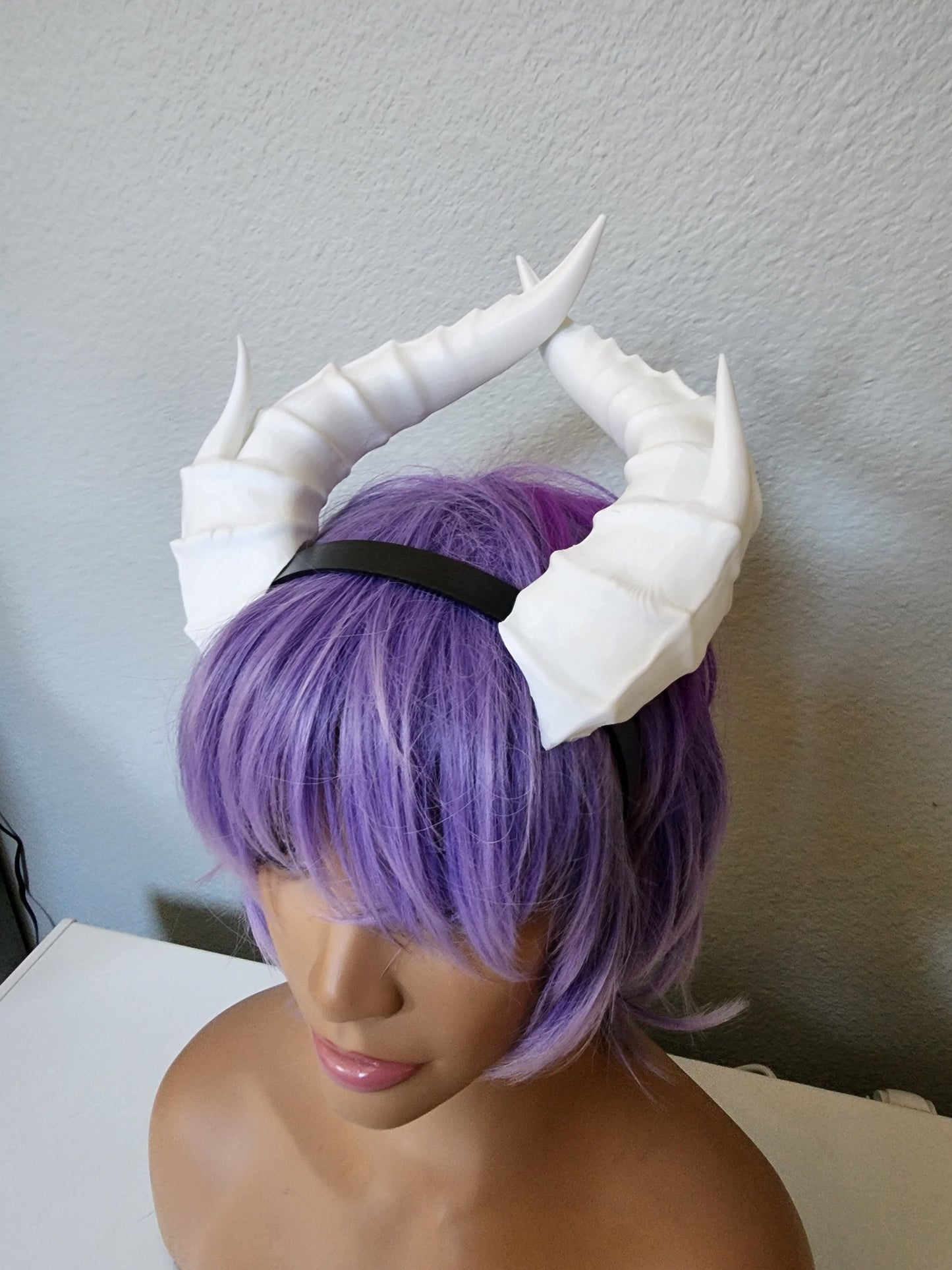 Fantasy splintered Dragon horns Snake Dragon 3d printed horns on headband dragon headdress large goat horns beast horns dinosaur cosplay