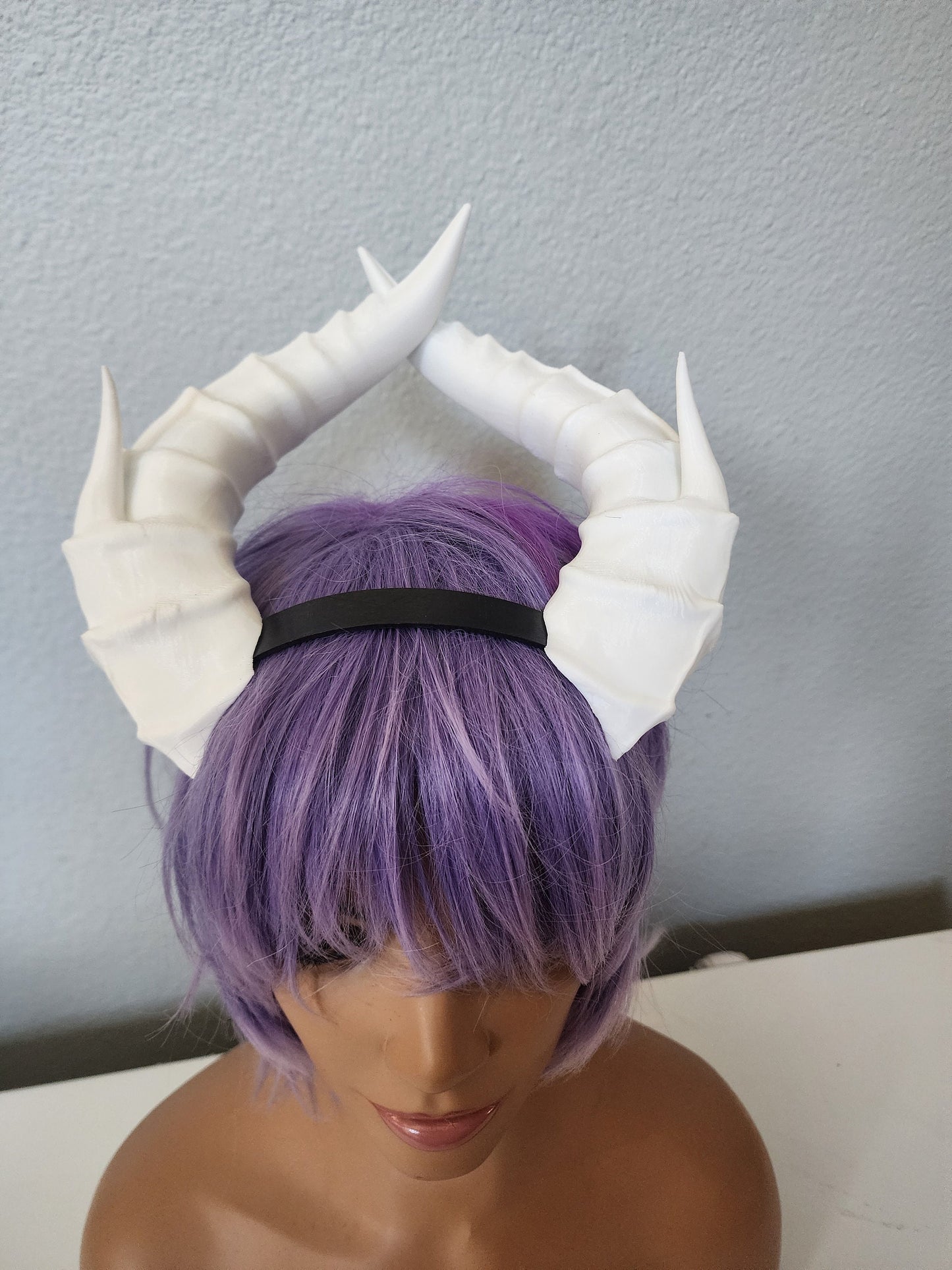 Fantasy splintered Dragon horns Snake Dragon 3d printed horns on headband dragon headdress large goat horns beast horns dinosaur cosplay