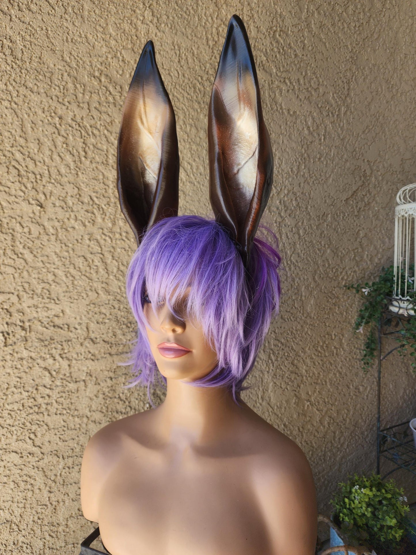 Jackalope ears  fantasy costume oversized headdress on a headband animal ears- horns cosplay fantasy rabbit- bunny-kangaroo 12 inch ears