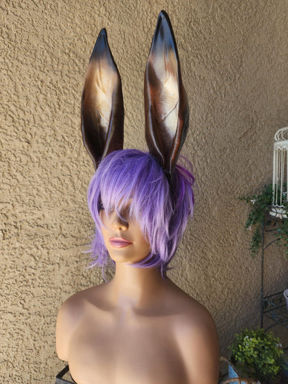 Jackalope ears  fantasy costume oversized headdress on a headband animal ears- horns cosplay fantasy rabbit- bunny-kangaroo 12 inch ears