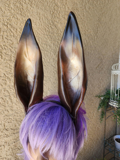 Jackalope ears  fantasy costume oversized headdress on a headband animal ears- horns cosplay fantasy rabbit- bunny-kangaroo 12 inch ears