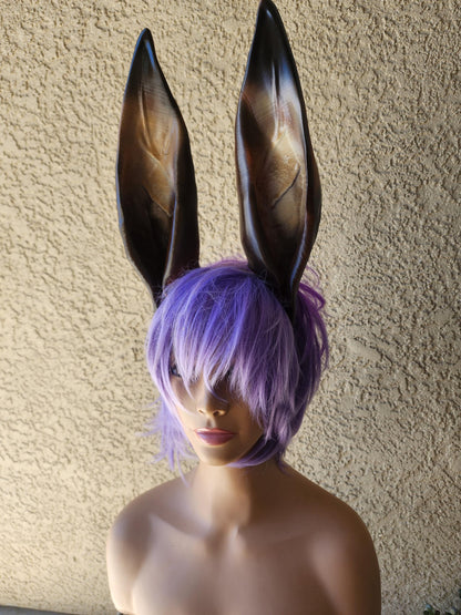 Jackalope ears  fantasy costume oversized headdress on a headband animal ears- horns cosplay fantasy rabbit- bunny-kangaroo 12 inch ears