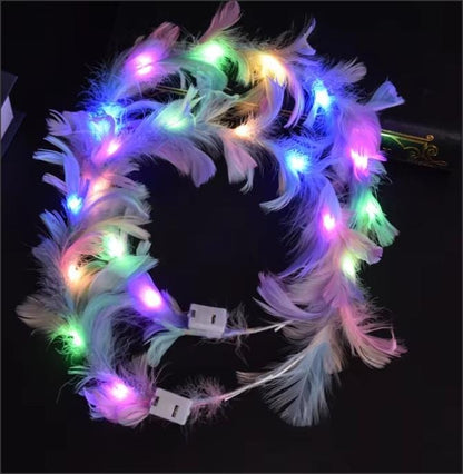 NEW! Holiday Luminous Angel Halo crown headband for kids and adults light up feather crown