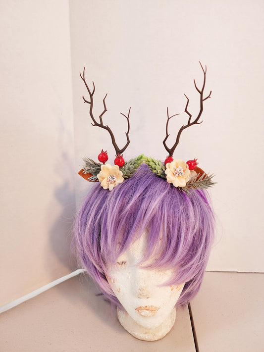 NEW! Christmas tree branch deer antler floral clips for kids and adults