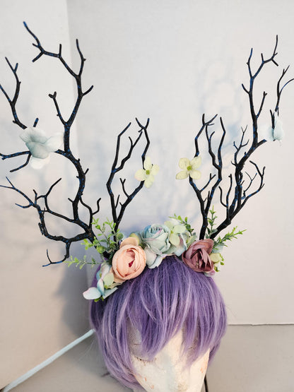 NEW! Forest fairy queen  tree branch floral avant garde deer floral headband for kids and adults