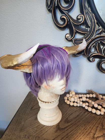 Minotaur Horns and Ears- Long Horn Cow-Bull Matador horns headband 3D printed cosplay comicon fantasy horns  wow lightweight horns overlord