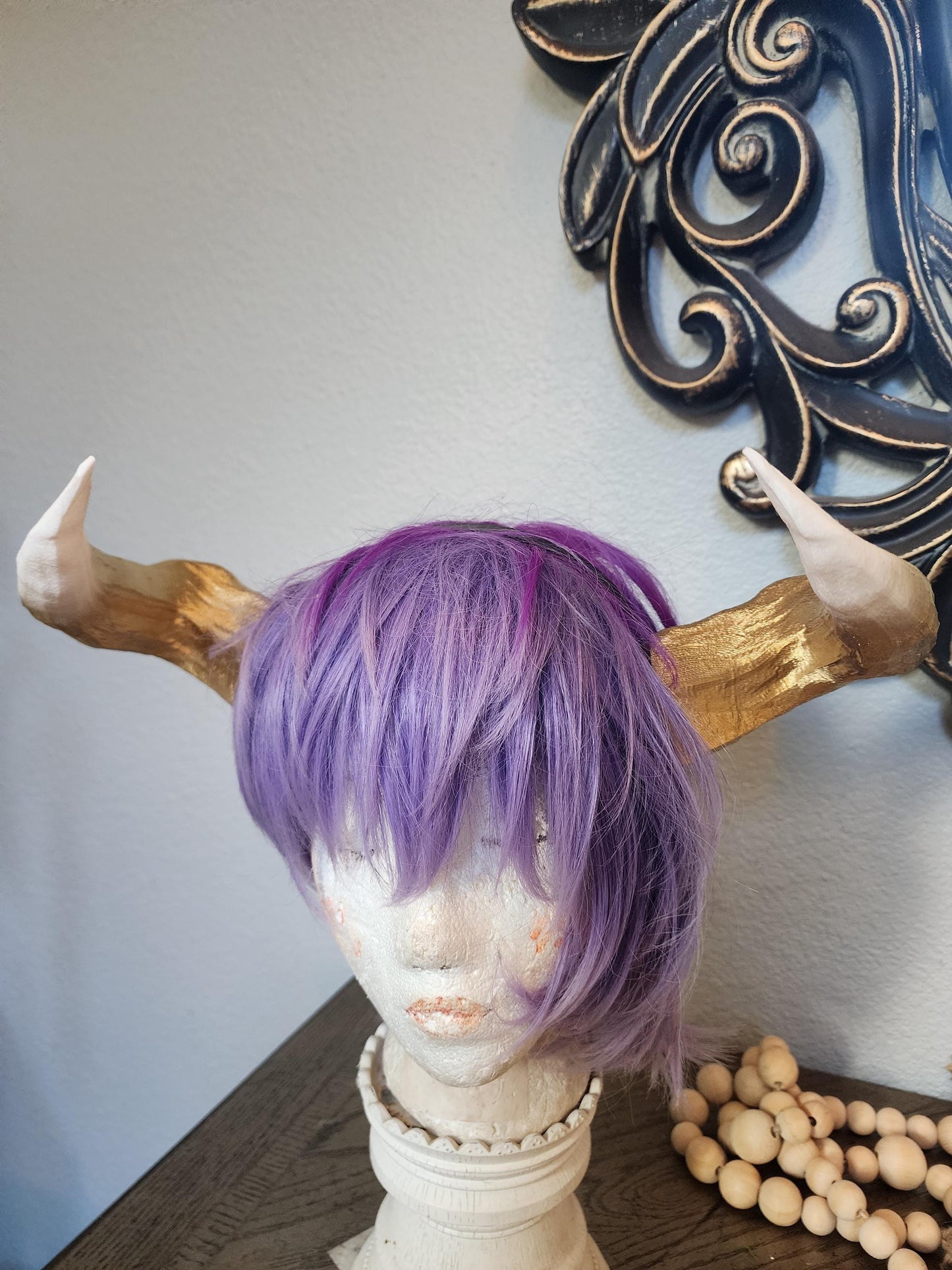 Minotaur Horns and Ears- Long Horn Cow-Bull Matador horns headband 3D printed cosplay comicon fantasy horns  wow lightweight horns overlord