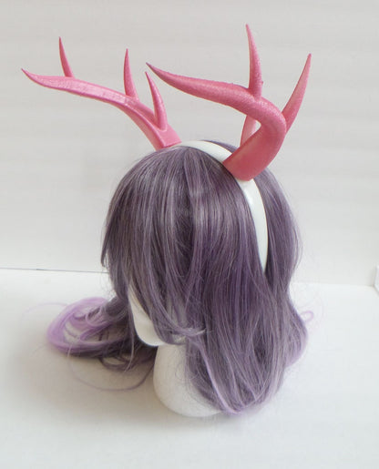 Pink Christmas Doe / Deer Antlers Horns  3D Printed (Ultra Light Weight Plastic) Pink Reindeer Antlers Reindeer headdress