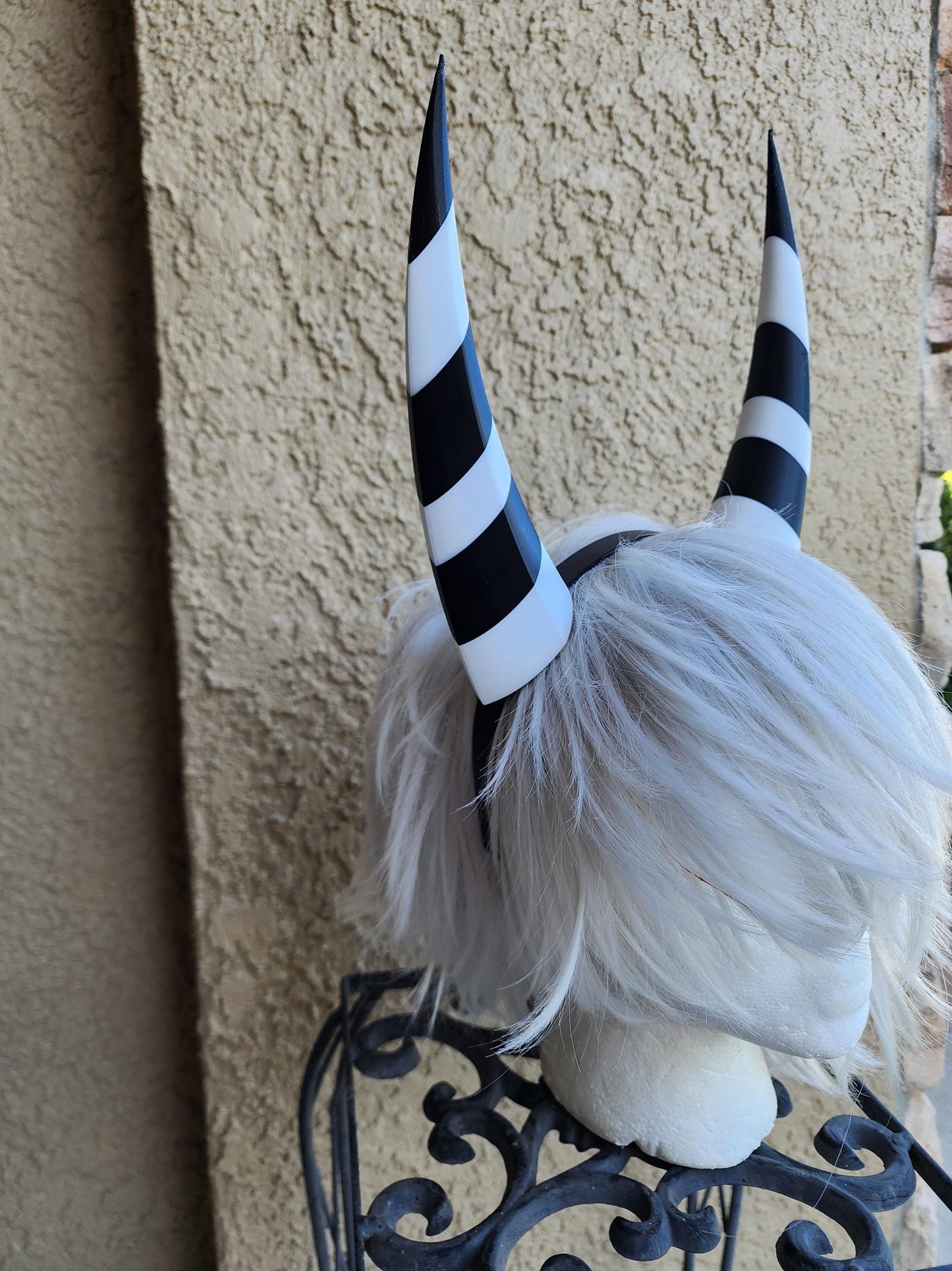 Sally horns Imp 3d printed lightweight set horns on headband costume addition dragon horns striped black and white horns