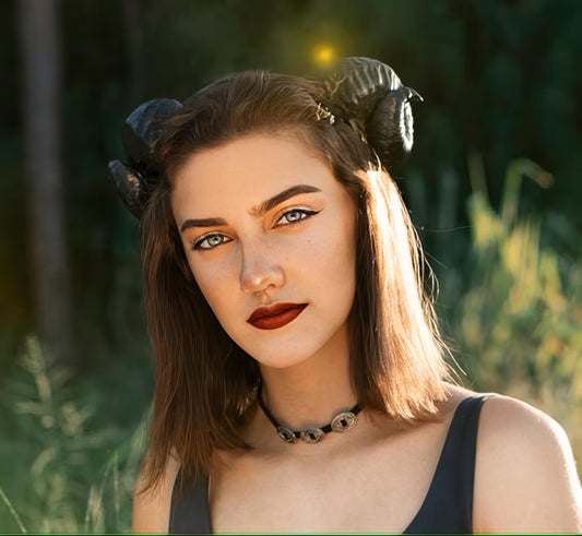 NEW ARRIVAL Jester  RAM horns headband 3D printed cosplay wow swirly  twisted  black or brown tiefling druid horns
