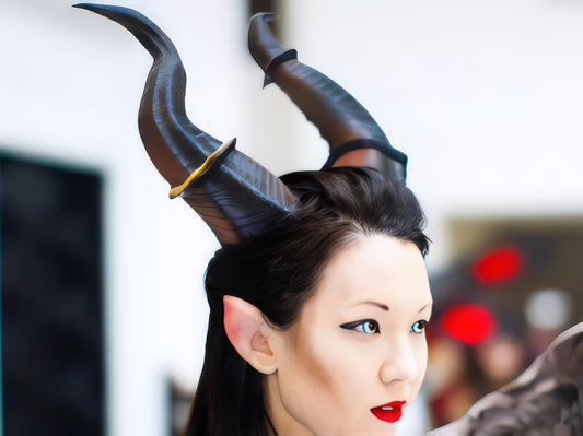 Large Horns 12" curve Maleficent Inspired Horns  3D Printed (Ultra Light Weight Plastic) Suitable for adults comic-con