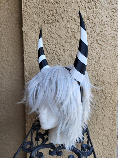 Sally horns Imp 3d printed lightweight set horns on headband costume addition dragon horns striped black and white horns
