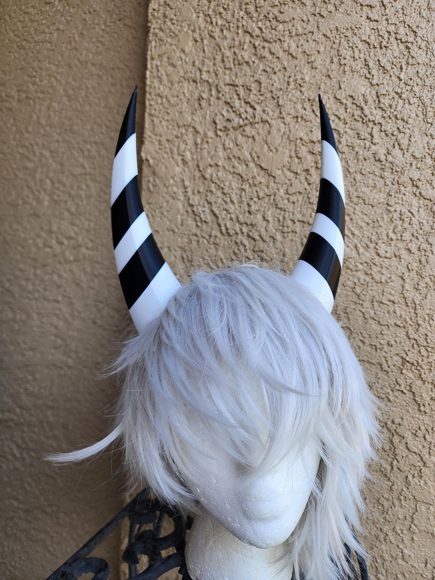 Sally horns Imp 3d printed lightweight set horns on headband costume addition dragon horns striped black and white horns