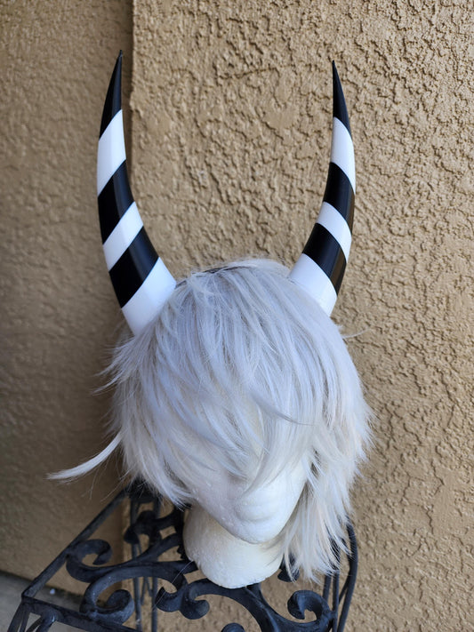 Sally horns Imp 3d printed lightweight set horns on headband costume addition dragon horns striped black and white horns