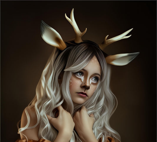 NEW ARRIVAL! Realistic  Doe / Deer Antlers Horns and optional ears  3D Printed   Antlers comic-con Jackalope style