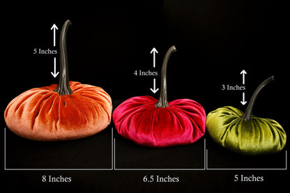 Set of Three DIY Velvet Pumpkin Making Kit- Fall Craft with Curved Stems and Premium Velvet  Autumn Decor Friendsgiving party Idea