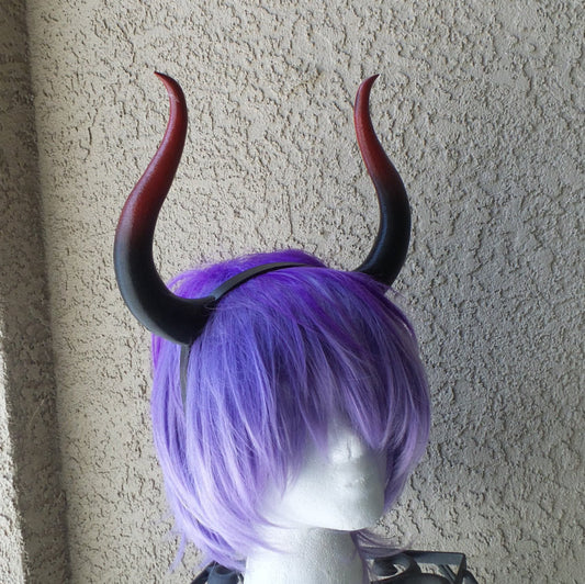 Matador-Bull-horns-Ombre-Black and-Red horned headband comic-con cosplay horns - Mud And Majesty