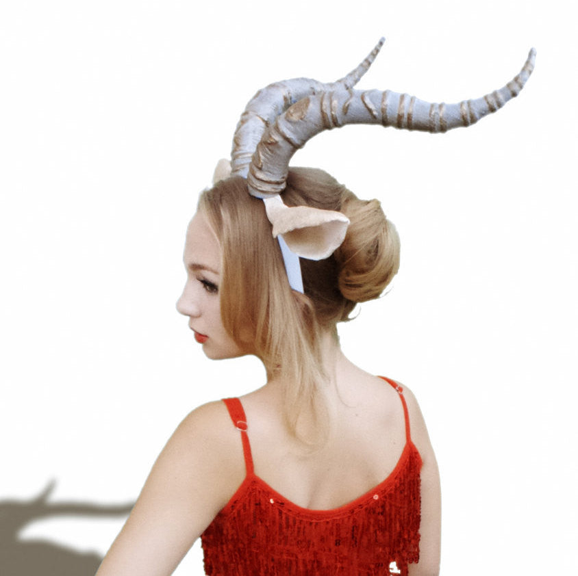 Zootopia inspired Madam Gazelle horns gazelle headband with optional 3d printed ears larp comic-con cosplay horned headband - Mud And Majesty