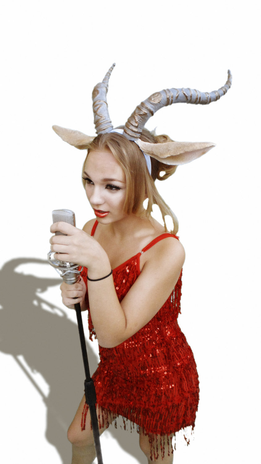Zootopia inspired Madam Gazelle horns gazelle headband with optional 3d printed ears larp comic-con cosplay horned headband - Mud And Majesty