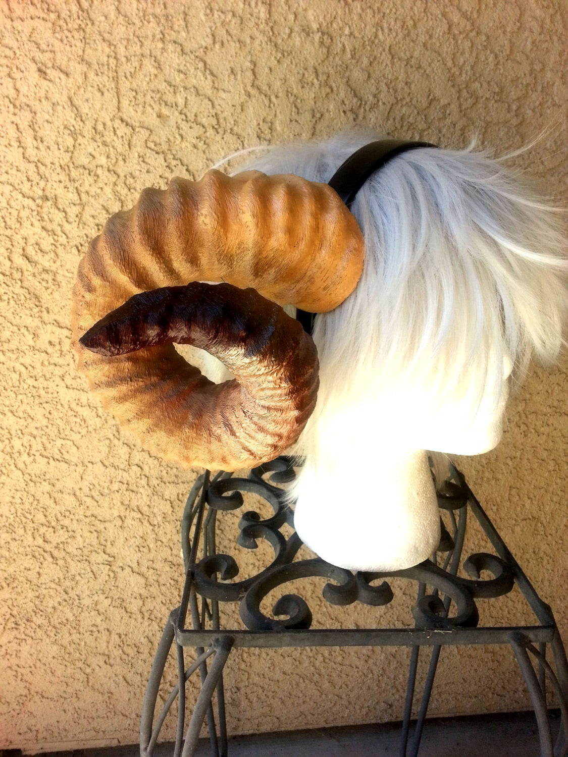 NEW ARRIVAL RAM horns headband 3D printed cosplay comicon Authentic true shape size ram horns wow swirly twisted extra large brown diy crown - Mud And Majesty