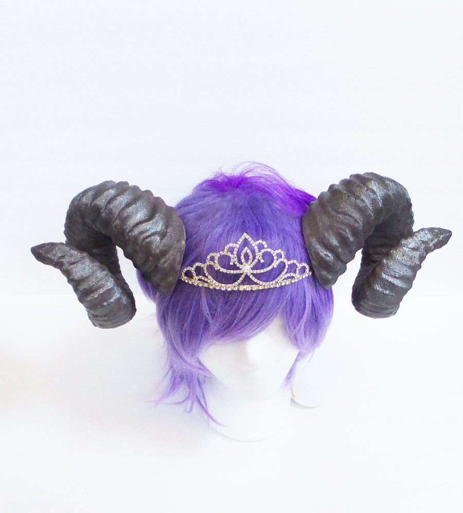 NEW ARRIVAL RAM horns headband 3D printed cosplay comicon Authentic true shape size ram horns wow swirly twisted extra large brown diy crown - Mud And Majesty