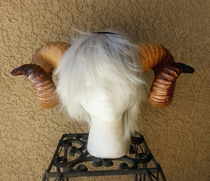 NEW ARRIVAL RAM horns headband 3D printed cosplay comicon Authentic true shape size ram horns wow swirly twisted extra large brown diy crown - Mud And Majesty