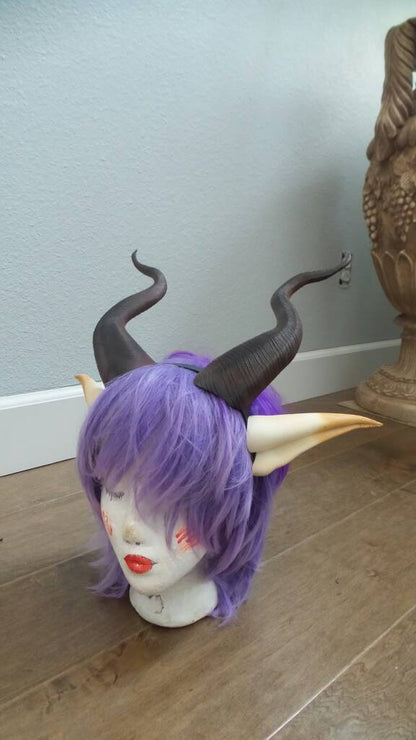 BEST SELLING! Classic Young Maleficent Inspired Horns and elf ears 3D Printed  goat horns and ears elven ears and fantacy horns sakizou - Mud And Majesty