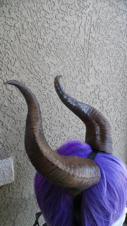 NEW PREMIUM! 13" curve Maleficent Inspired Horns  3D Printed (Ultra Light Weight Plastic) Suitable for adults comic-con - Mud And Majesty