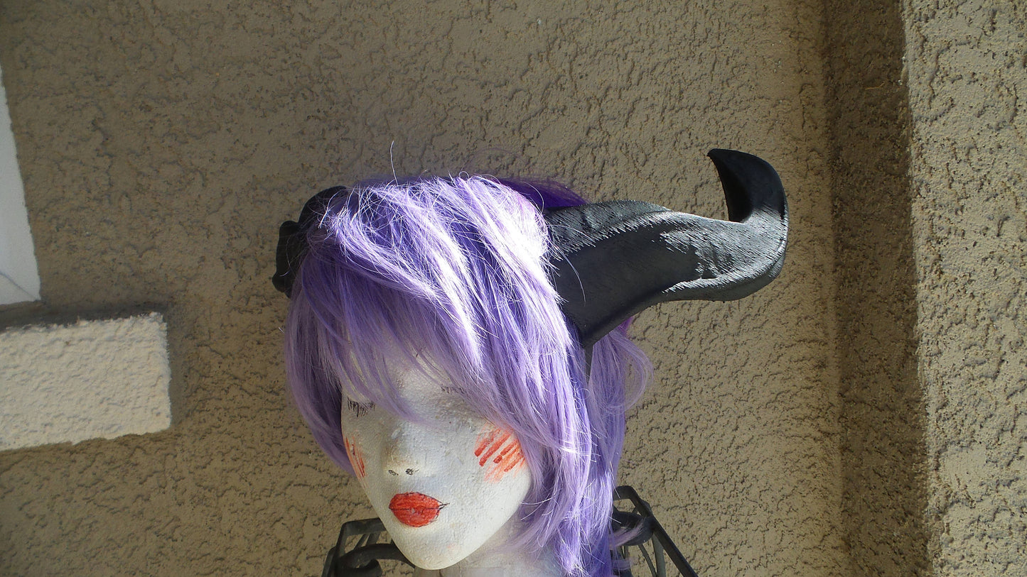 WOW Black ram horns Horned Headband Warrior Viking headdress elvin horns larp comic-con 3D printed - Mud And Majesty