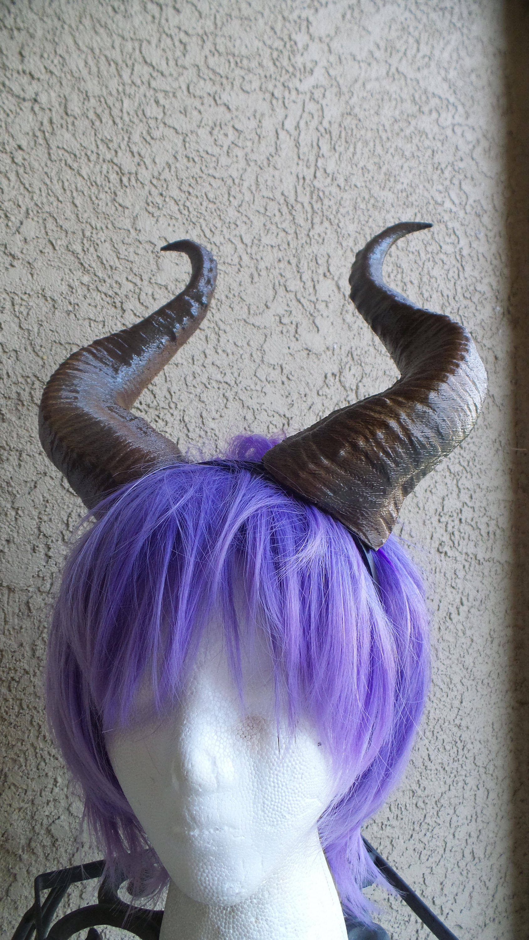 NEW PREMIUM! 13" curve Maleficent Inspired Horns  3D Printed (Ultra Light Weight Plastic) Suitable for adults comic-con - Mud And Majesty