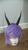Elegant Black  Gazelle horns Goat horns on headband Elegant smooth cosplay horned headband long and thin Photo prop horns Furry addition - Mud And Majesty