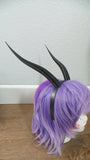 Elegant Black  Gazelle horns Goat horns on headband Elegant smooth cosplay horned headband long and thin Photo prop horns Furry addition - Mud And Majesty