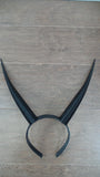 Elegant Black  Gazelle horns Goat horns on headband Elegant smooth cosplay horned headband long and thin Photo prop horns Furry addition - Mud And Majesty