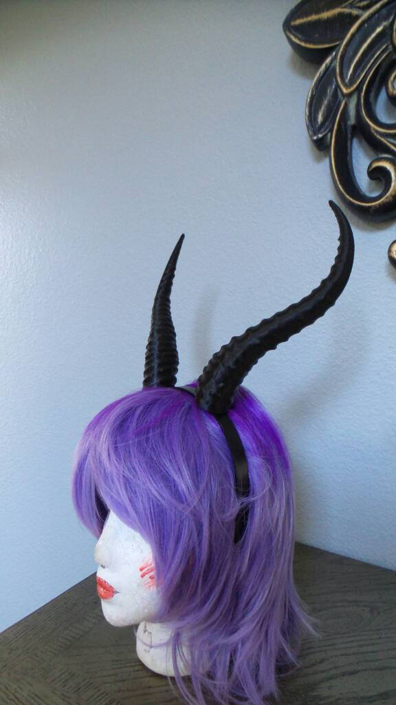 Gazelle horned headband Elvish Larp headdress black animal horns 3D print - Mud And Majesty