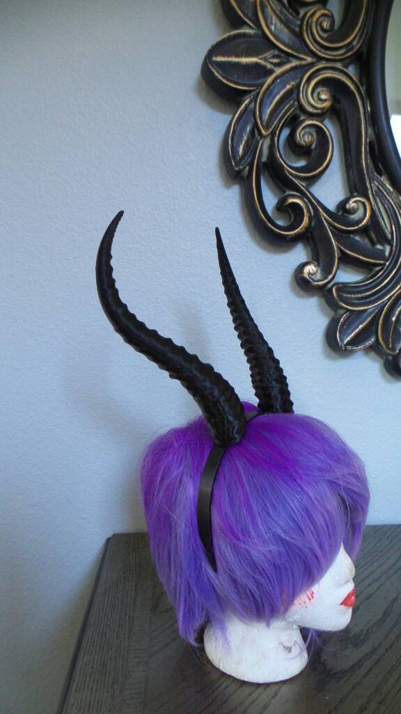 Gazelle horned headband Elvish Larp headdress black animal horns 3D print - Mud And Majesty
