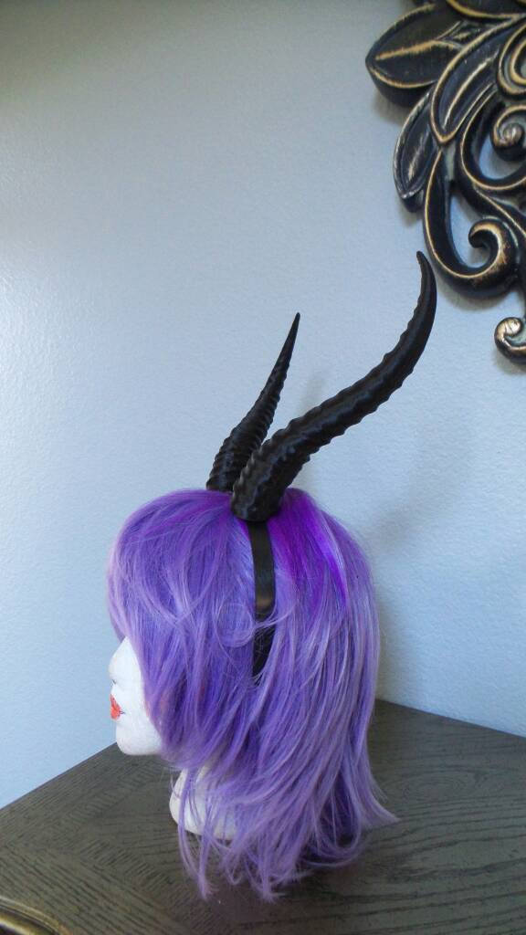 Gazelle horned headband Elvish Larp headdress black animal horns 3D print - Mud And Majesty