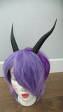 Elegant Black  Gazelle horns Goat horns on headband Elegant smooth cosplay horned headband long and thin Photo prop horns Furry addition - Mud And Majesty