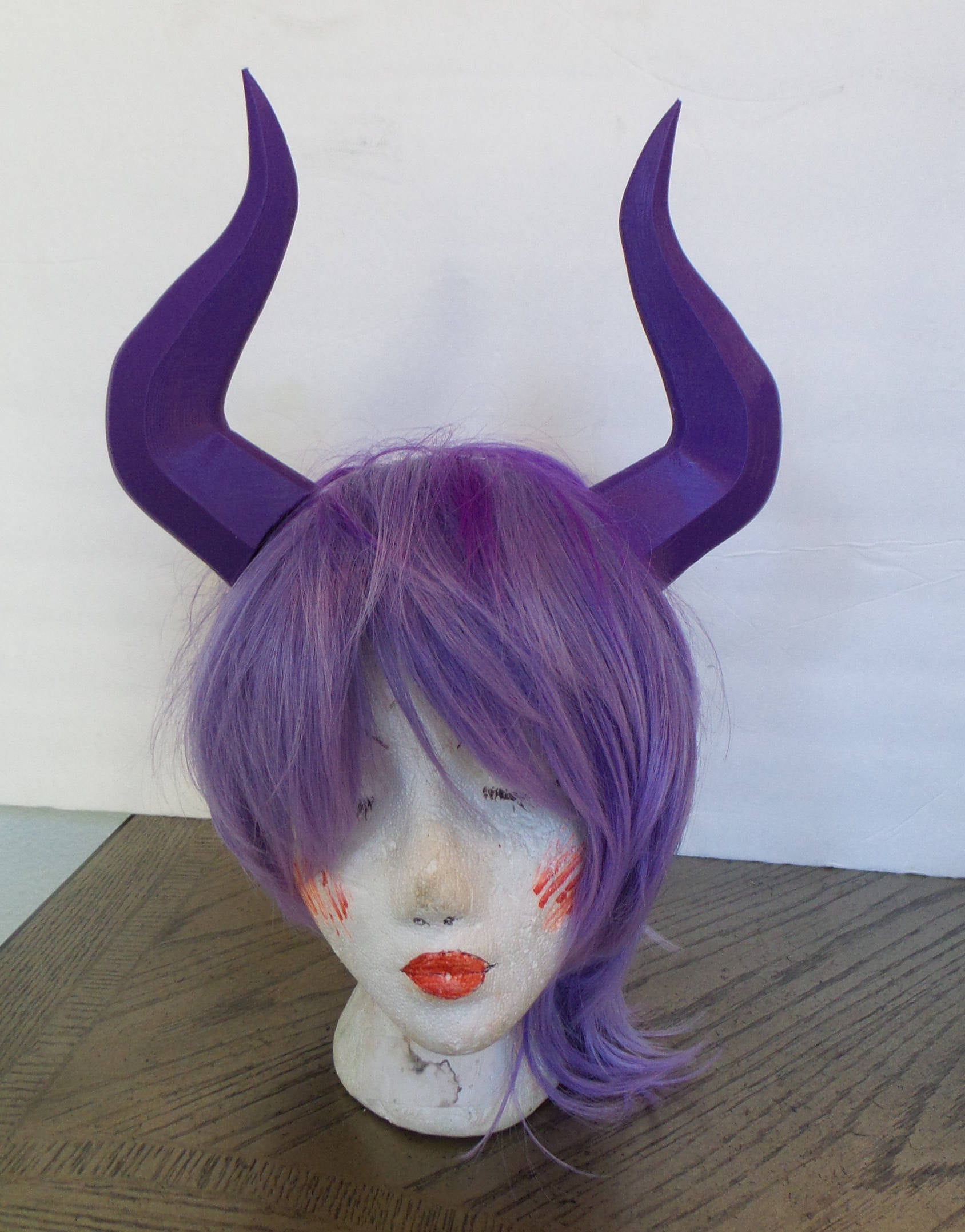 Mt Lady inspired Matador-Bull-horns-purple 3D printed light and seamless headband comic-con cosplay horns - Mud And Majesty