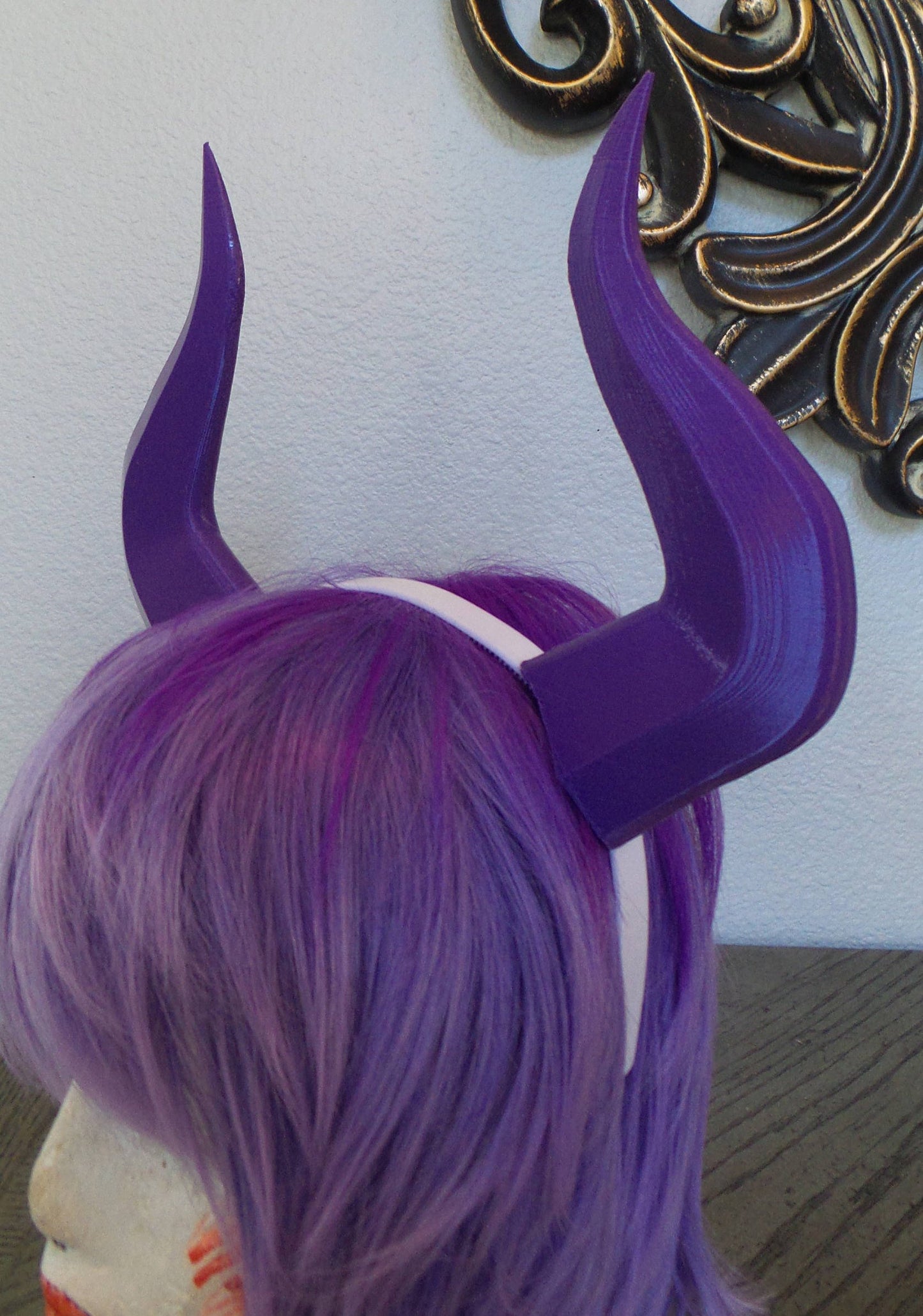 Mt Lady inspired Matador-Bull-horns-purple 3D printed light and seamless headband comic-con cosplay horns - Mud And Majesty