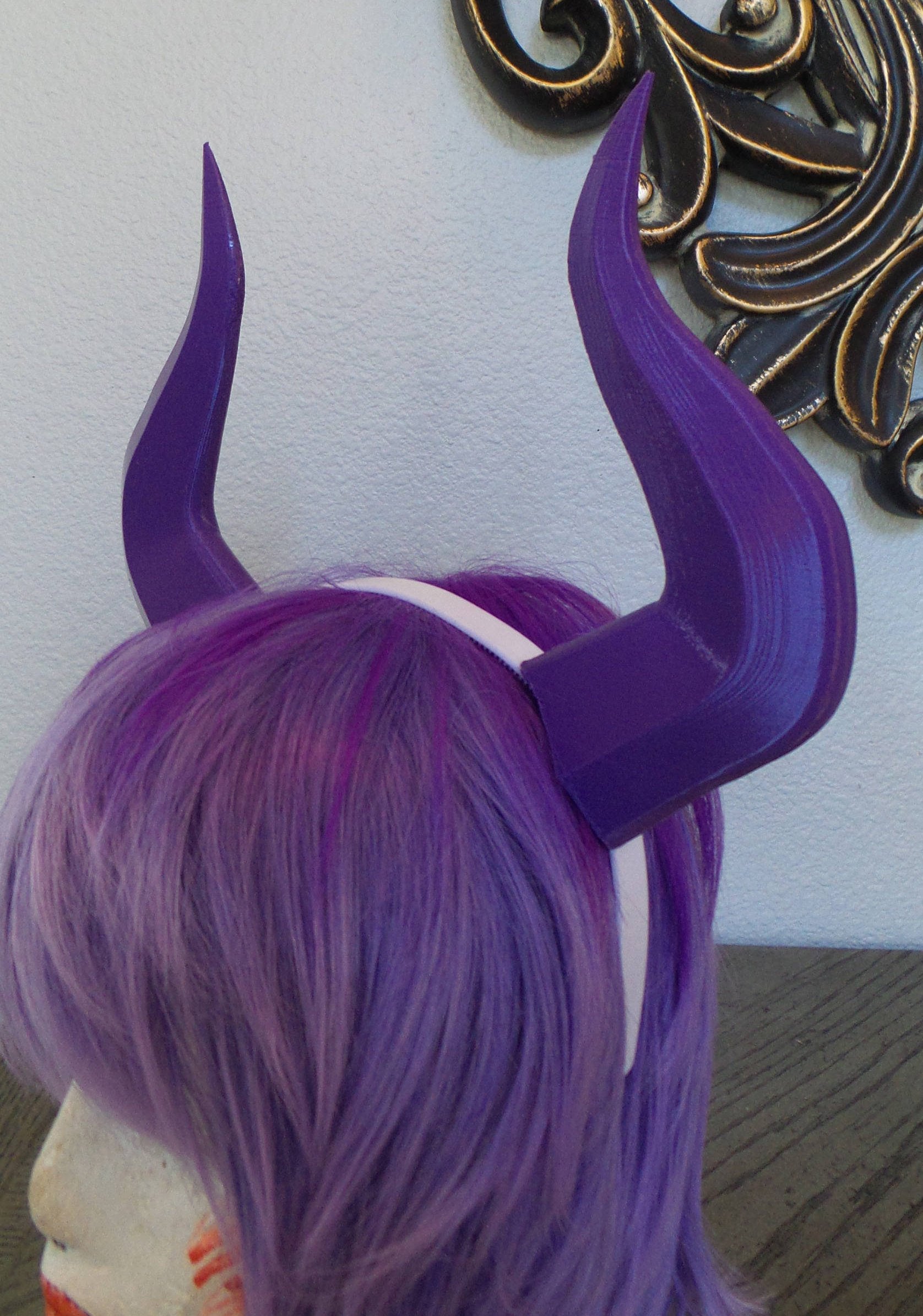Mt Lady inspired Matador-Bull-horns-purple 3D printed light and seamless headband comic-con cosplay horns - Mud And Majesty