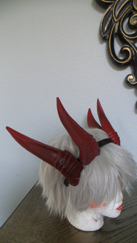 Deanerys Dragon inspired 3d printed Double set horns on headband red costume addition dragon ears four horned beast set lizzard horns - Mud And Majesty