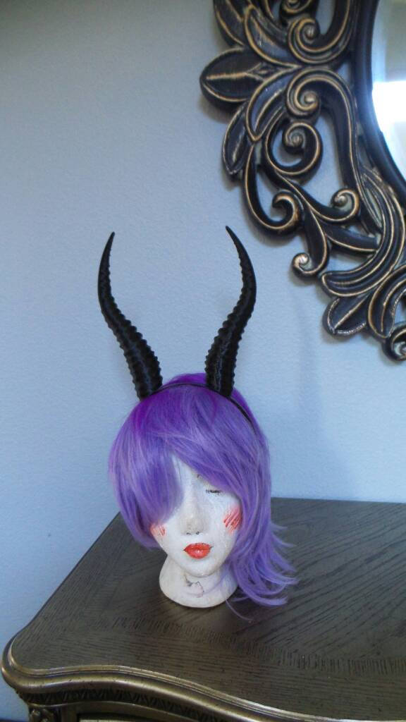 Gazelle horned headband Elvish Larp headdress black animal horns 3D print - Mud And Majesty