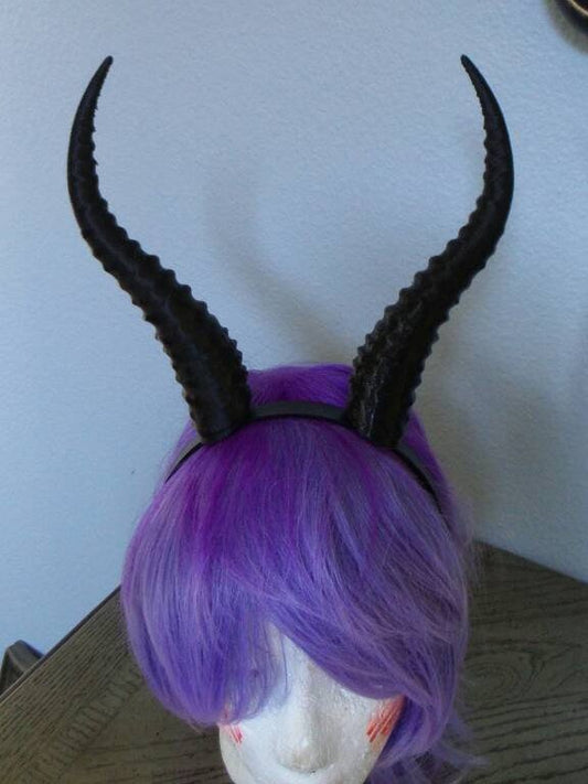 Gazelle horned headband Elvish Larp headdress black animal horns 3D print - Mud And Majesty